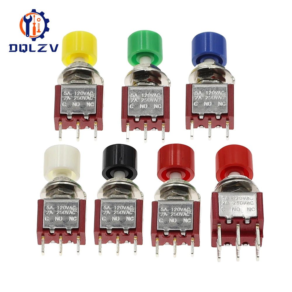 High Quality 6mm 3/6Pin 2 Position Mini Momentary Automatic return Push Button Switchl ON OFF 5A125V/2A250V Toggle Switch
