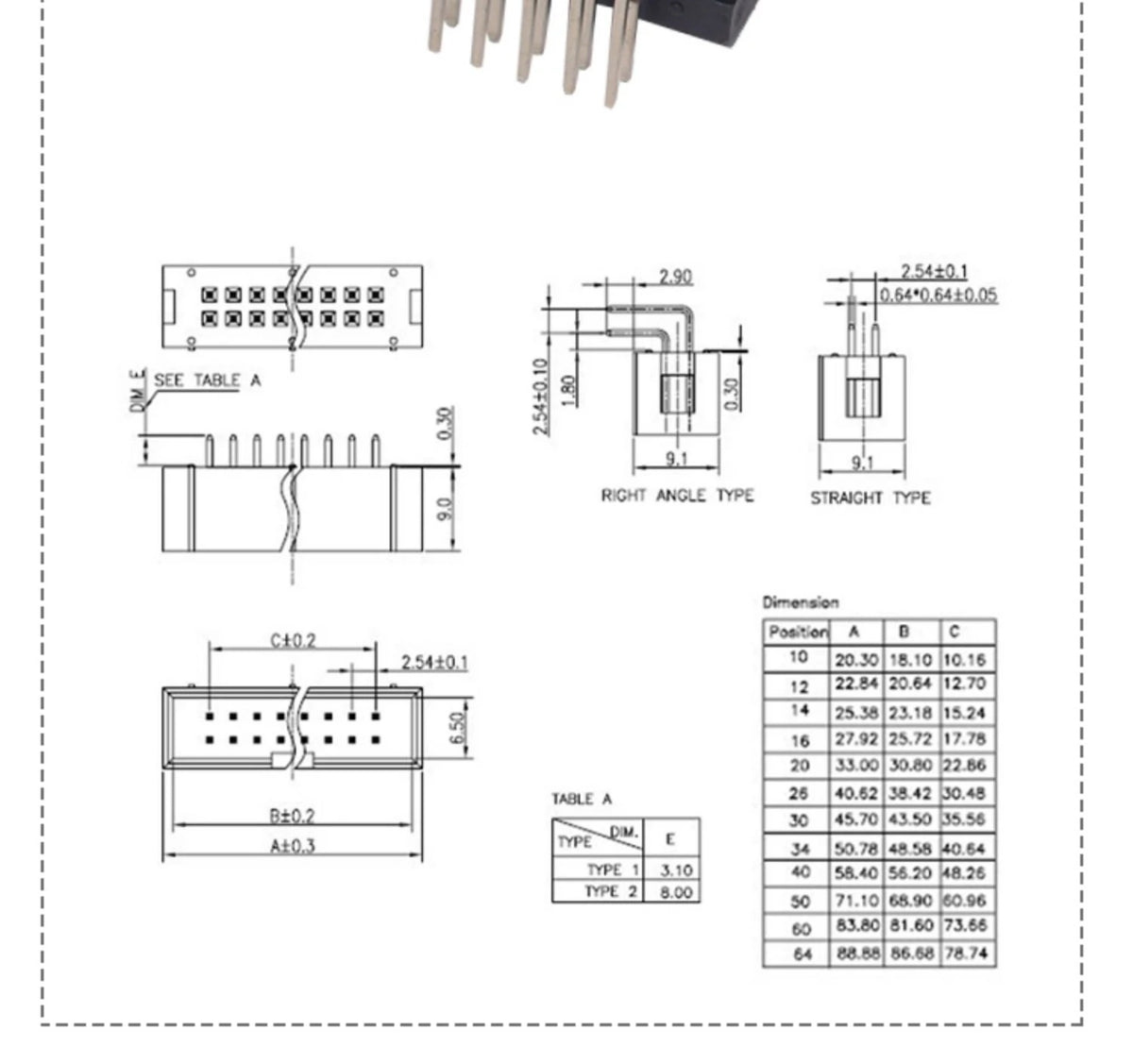 10PCS IDC/JTAG 2.54 DC3 Male Pin PCB Header Connector 2*3/4/5/6/7/8/26/40P Straight Shrouded Socket Box header pitch 2.54mm