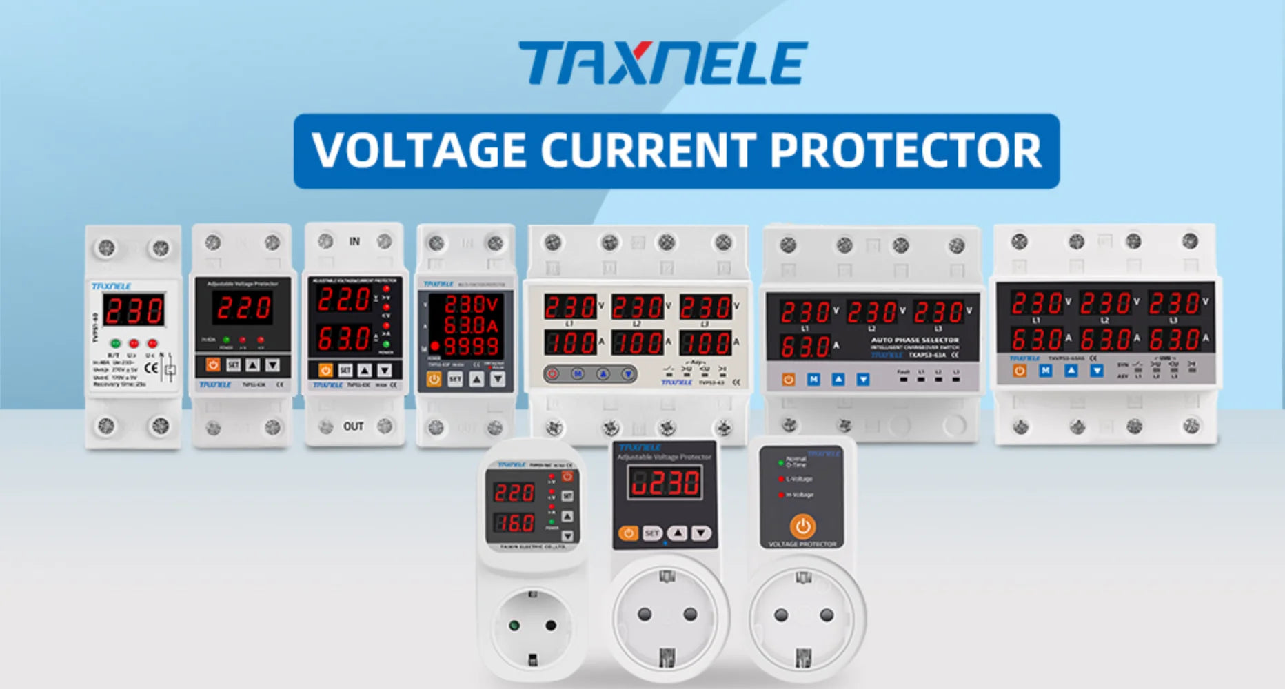 63A 230V Din Rail Adjustable Over Under Voltage Protective Device Protector Relay Over Current Protection Energy KWH Meter