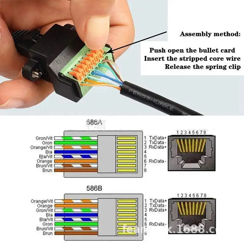 Rj45 to Screw Terminal Block 8P Connector Ethernet Rj45 Male Female to 8 Pin Screw Terminal Network Adapter Cable For CCTV DVR