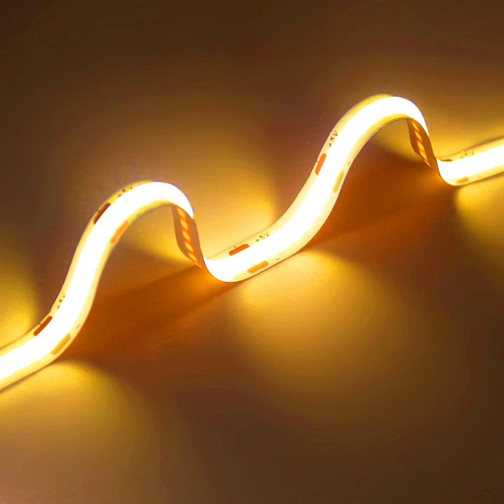 New 5V USB COB Strip Light 320Leds/m Warm Natural White Cabinet Lamp Night Lighting Flexible LED Ribbon Stripe DC5V TV Backlight