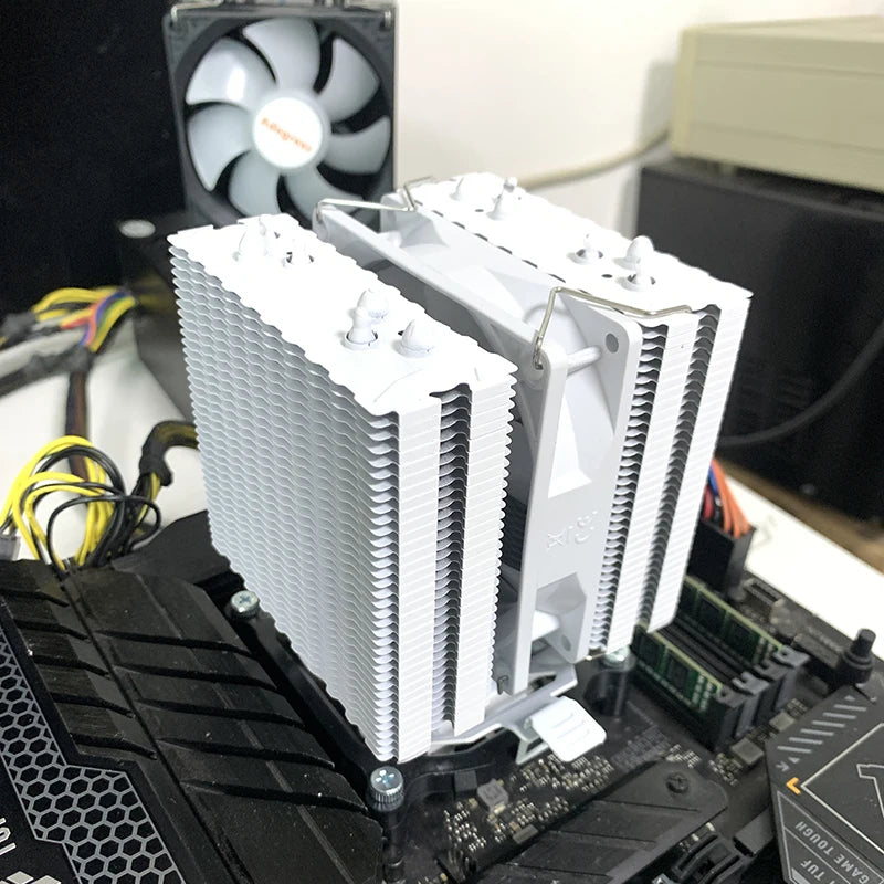 6 Heat Pipes CPU Cooler Black/White Silent RGB Cooling Fan for Intel LGA 1700 1200 1150 1151 1155 2011 X79 X99 1366 AMD AM5 AM4