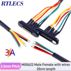 3A Magnetic Spring Loaded Pogo Pin Connector 24VDC LED Snap-on JST SM JR Servo Extended Cable 5/6/7/8/9 Pin Male Female Blind
