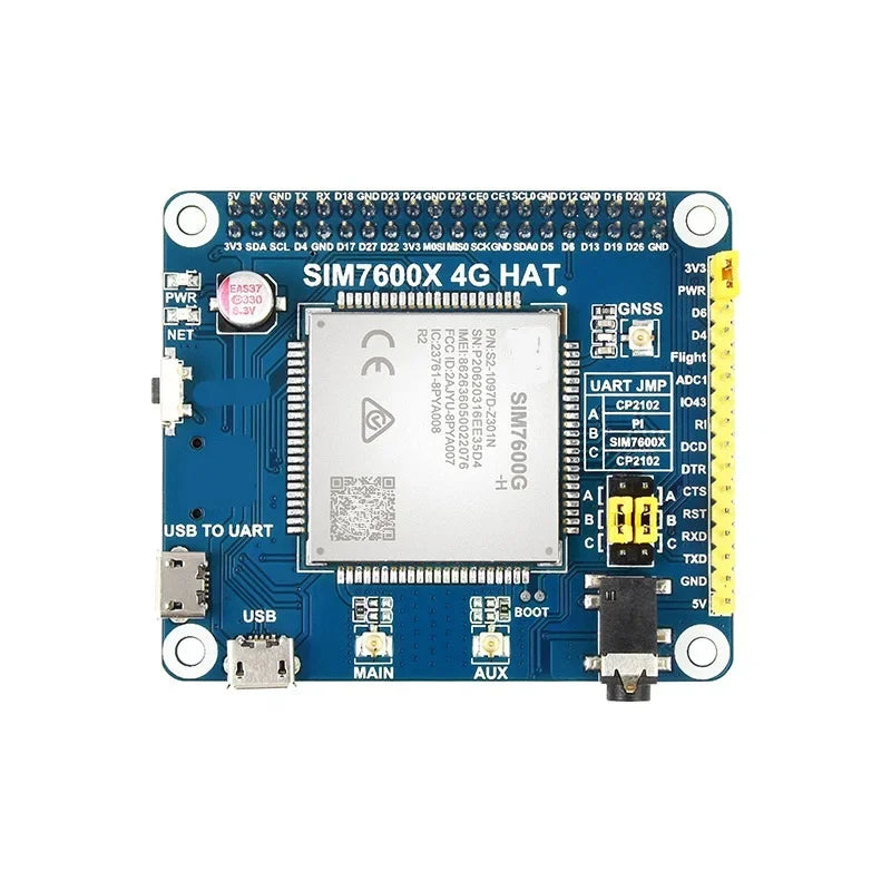 SIM7600G-H/CE 4G Expansion Board-GNSS Positioning Supports LTE Cat-1/3G/2G Compatible with Raspberry Pi/Jetson Nano for Global