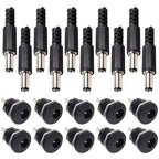 10Pairs DC Power Supply Jack Socket Female Panel Mount Connector 3-Pin 5.5x2.1mm 5.5mm*2.5mm Male DC Power Plug