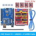 TZT CNC Shield V3 Engraving Machine 3D Printe+ 4pcs DRV8825 Or A4988 driver expansion board For arduino + UNOR3 with USB cable