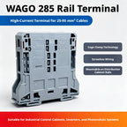 WAGO 285‑194 285‑195 285‑197 High Current DIN Rail Terminal Block 95mm² 232A POWER CAGE CLAMP Connector