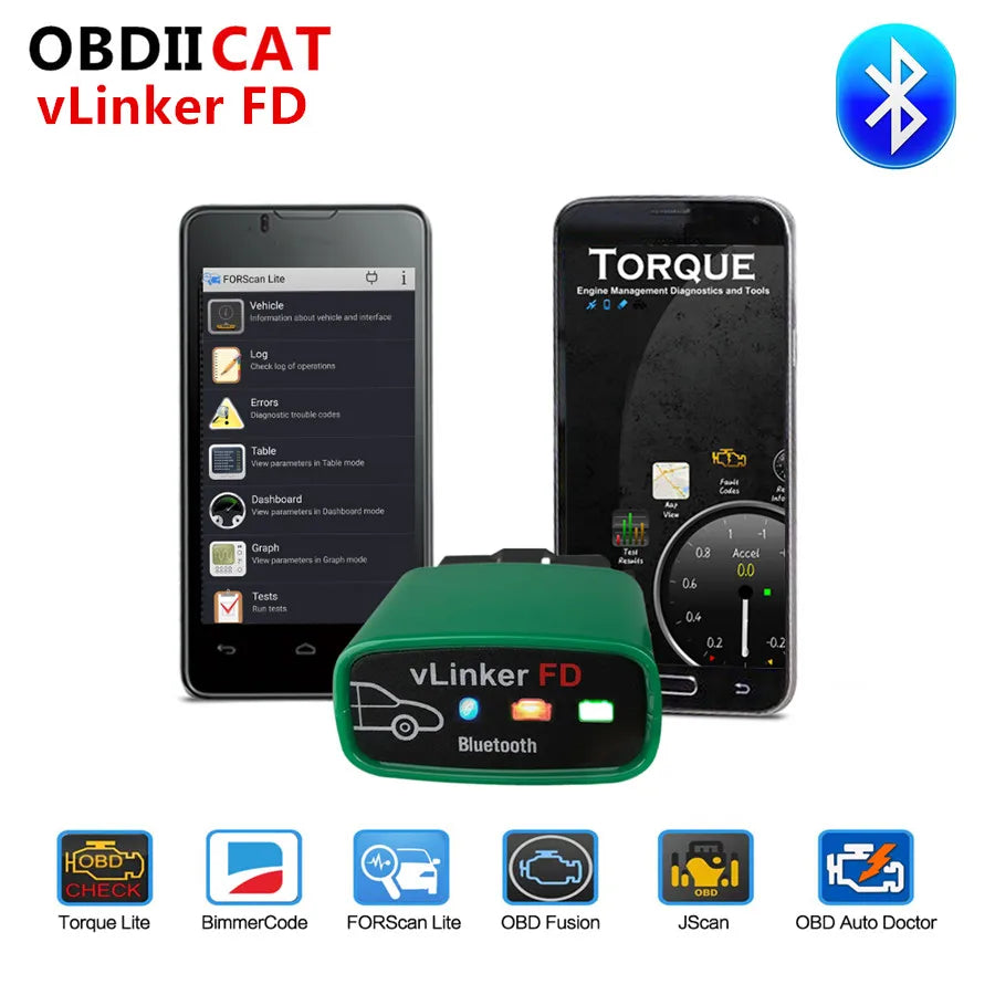 VLinker FD ELM327 Bluetooth 4.0 FORScan For Ford for IOS ELM327 OBD2 Car Diagnostic Auto Tool OBD 2 Scanner J2534