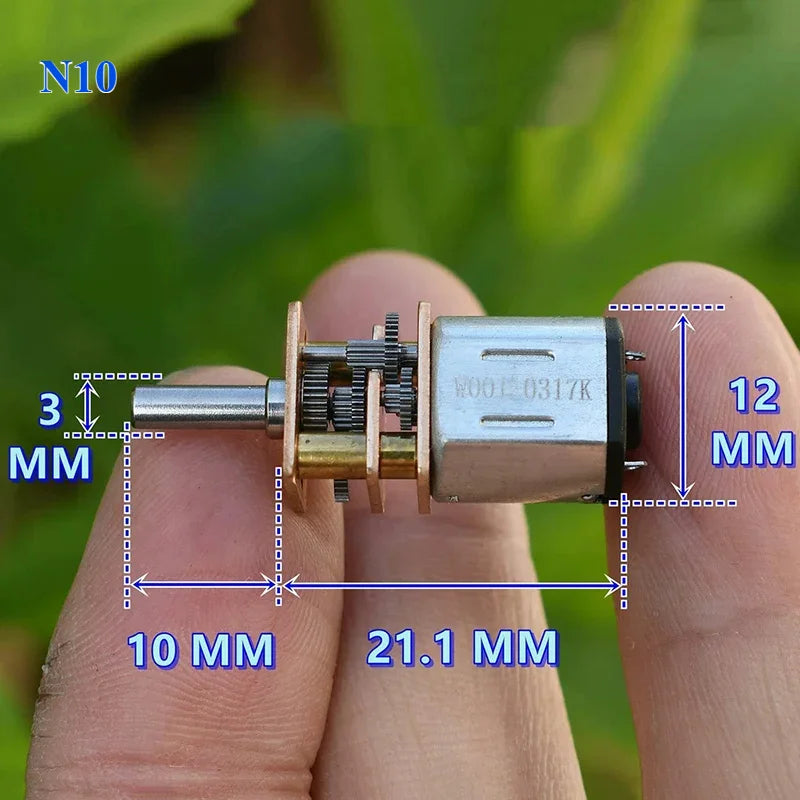 1PC Mini N10/N20/N30 Full Metal Gear Motor DC 3V 5V 6V 9V 12V Slow Speed Large Torque DIY Toy Model Electric Lock