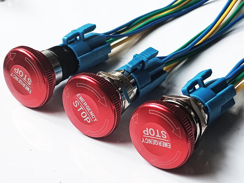 16mm 19mm 22mm Emergency Stop Metal Button Mushroom Head Push Button Stop Switch 1NO1NC 2NO2NC Latching Switch Retention On Off