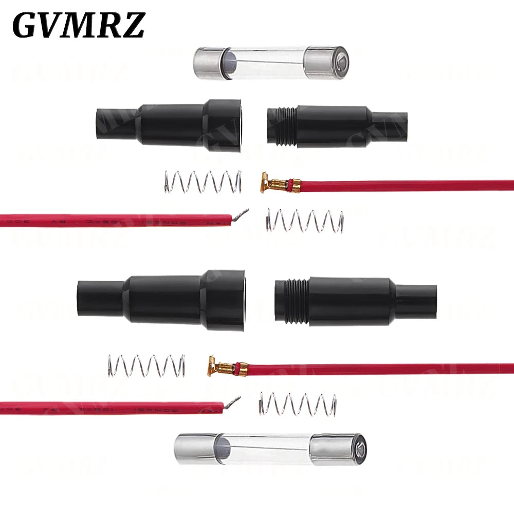 5PCS 5*20mm 6*30mm Glass Fuse Holder Screw Type 5X20mm with 22AWG Wire Cable 250V 5X20MM Glass Fuse Tube Fuse Casing