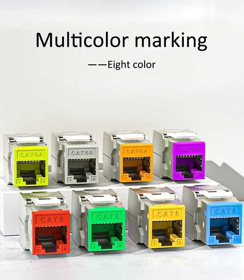 Linkwylan RJ45 Cat6 Cat6A STP Colored Keystone Jack With Multi-Colors Identification Shielded Tool-free Connection