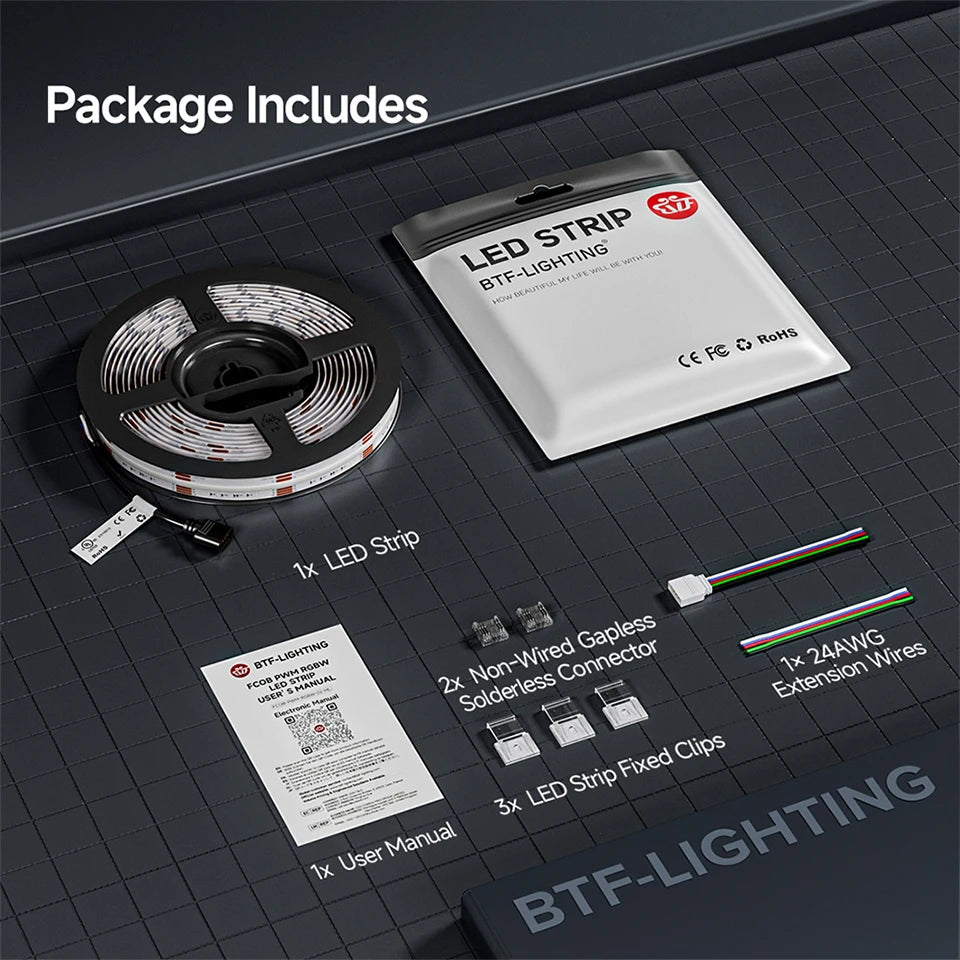 FCOB RGBW LED Strip Light 5pin 12mm DC12V 24V 896 LED Flexible FOB RGBCW COB RGBWW Lights High Density RA90 Linear Dimmable 16W