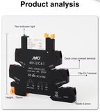 Din Rail Slim Relay Module 41F-1Z-C4-1 Integrated PCB Mount Power Relay With Relay Holder  Relay Socket 6.2mm