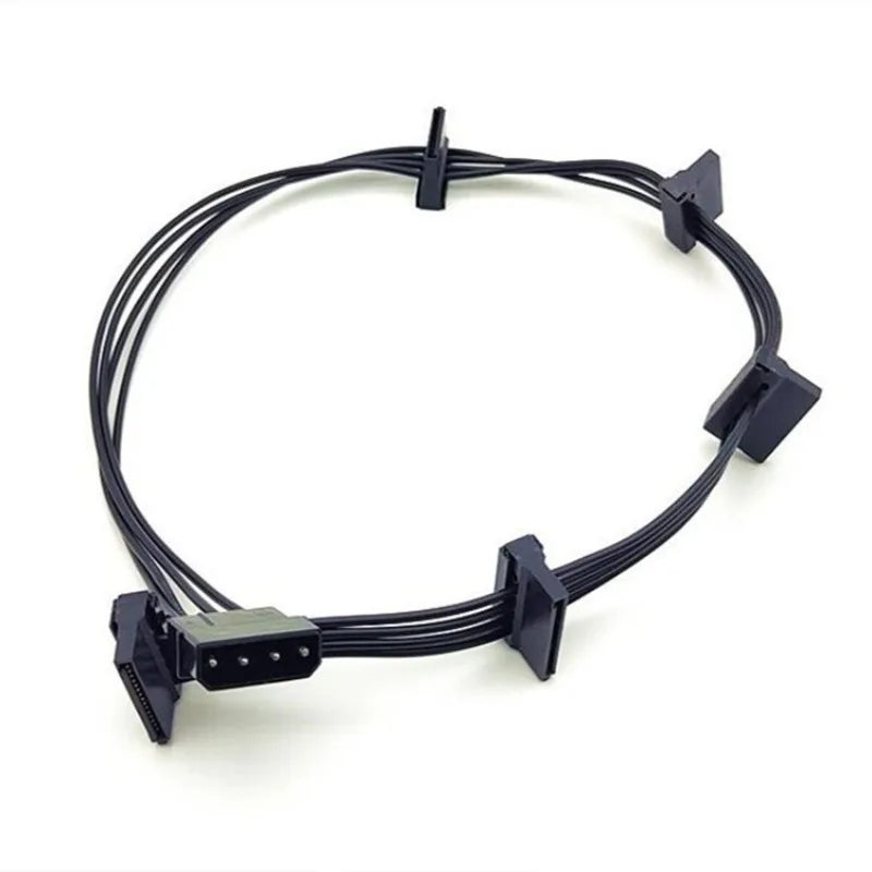 High Quality 1 Pcs Practical Durable PC Server 4 Pins IDE Molex 1 to 5 SATA Power Cable Adapter Splitter Cables Black 55cm