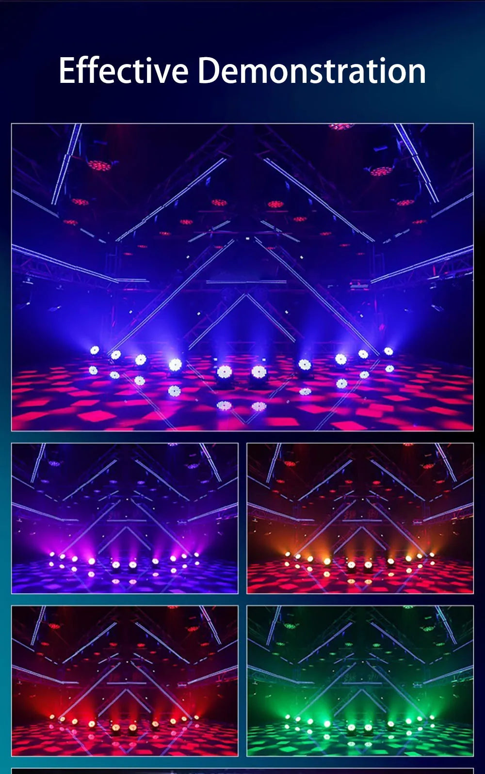 8PCS 60LED Par Light RGB Stage Light DMX512 Sound-Activated DJ Disco Light Wedding Festival Bar Atmosphere Light Audience Light