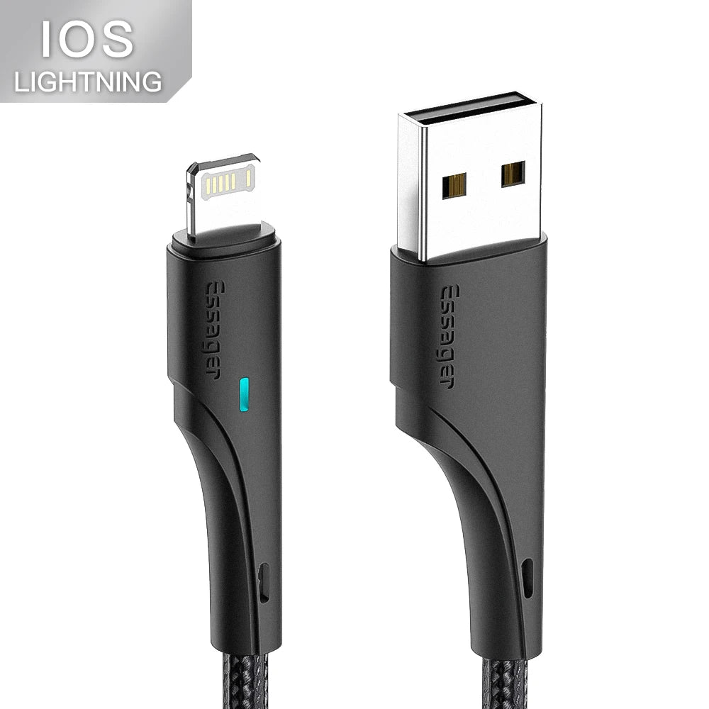 Essager 3A USB Type C Cable Fast Charging Micro USB Cable For Xiaomi Realme Redmi Oneplus Huawei Iphone Wire for Mobile Phones