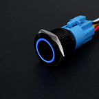16/19/22mm Metal Push Button On Off Switch LED Light Momentary Latching Waterproof Flat Circular Button Silver Black 6v 12v 220v