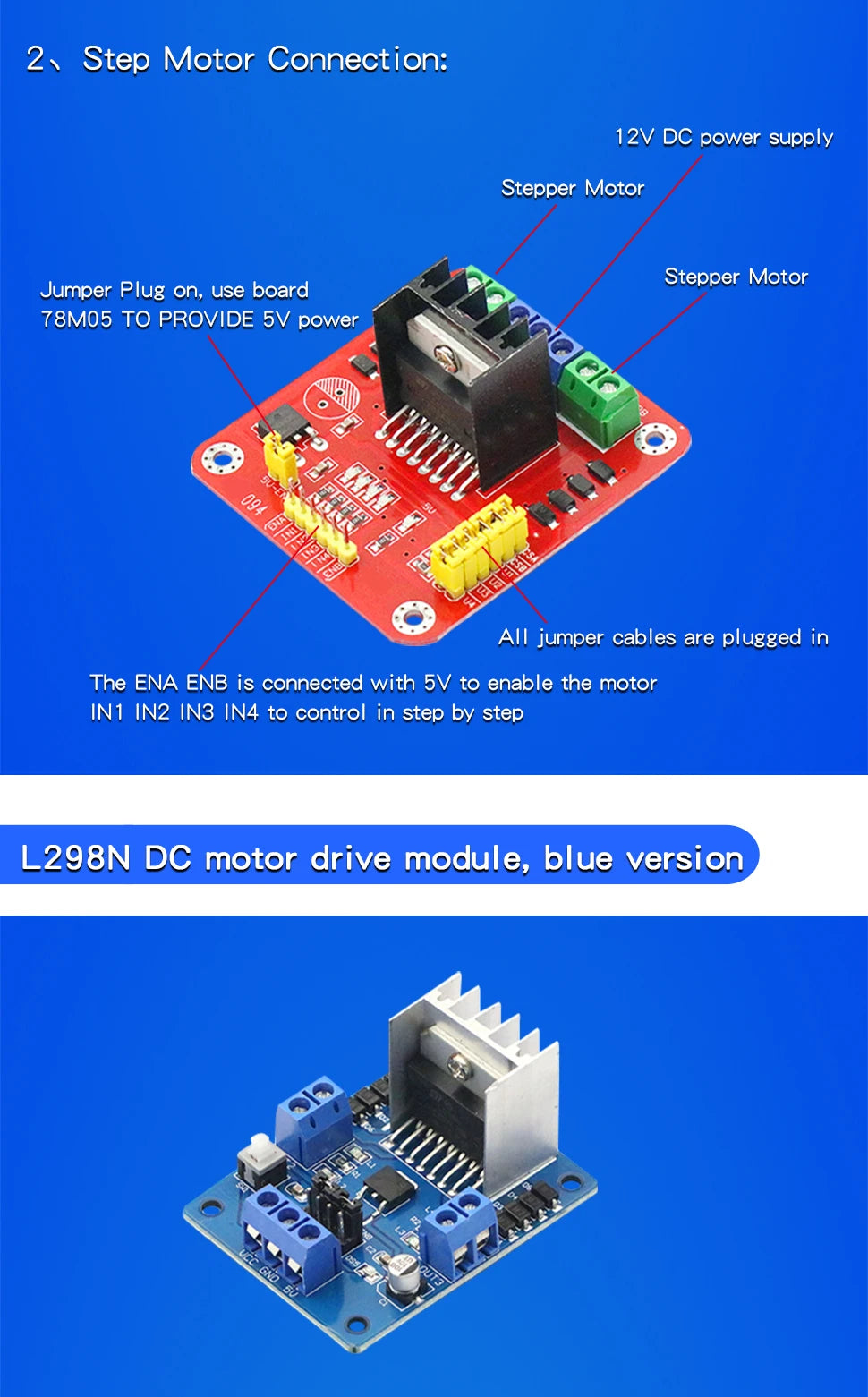 1PCS L298N Driver Board Module L298N Stepper Motor Smart Car Robot Breadboard Peltier High Power L298 DC Motor Driver