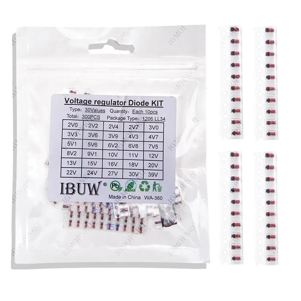 30values *10pcs=300pcs LL34 SMD Zener diode package Assorted Kit 1/2W 2v-39v