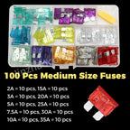 100/50pcs Car Truck Micro Blade Fuses 2A 3A 5A 7.5A 10A 15A 20A 25A 30A 35A AMP Plastic Box Assortment with Clip