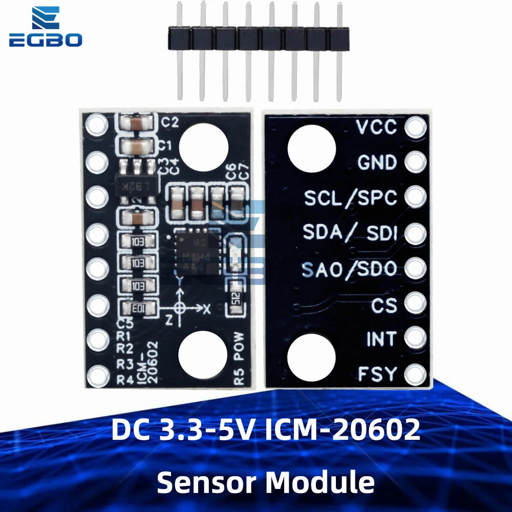 DC 3.3–5V ICM-20602 Sensor Module – High-Precision, Low-Noise Six-Axis Gyroscope and Accelerometer Module Compatible