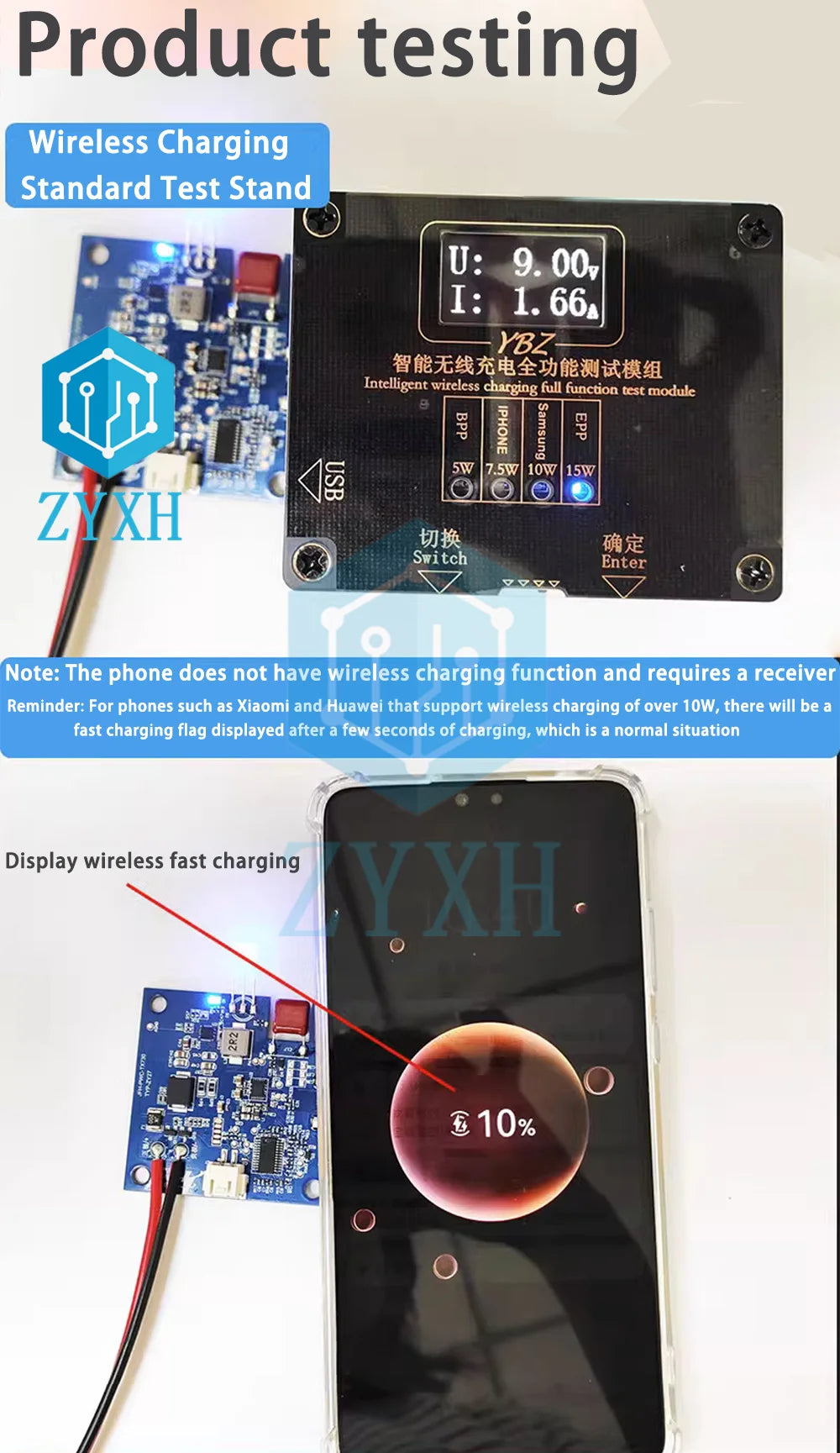 20W 22W Car Wireless Charging Mobile Phone Wireless Charger Module with Three Coil Transmission End 24V 12V Wide Voltage