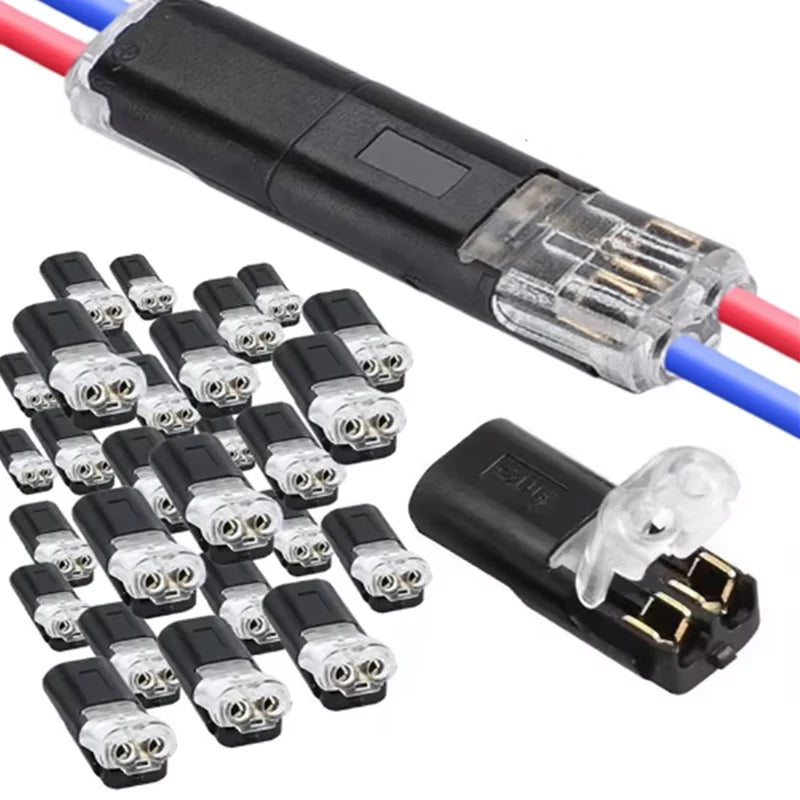 Double Wire Plug-in Connectors with Locking Buckle Car Wire 2 Way Terminal Block Waterproof Quick Connector Cable Clamps