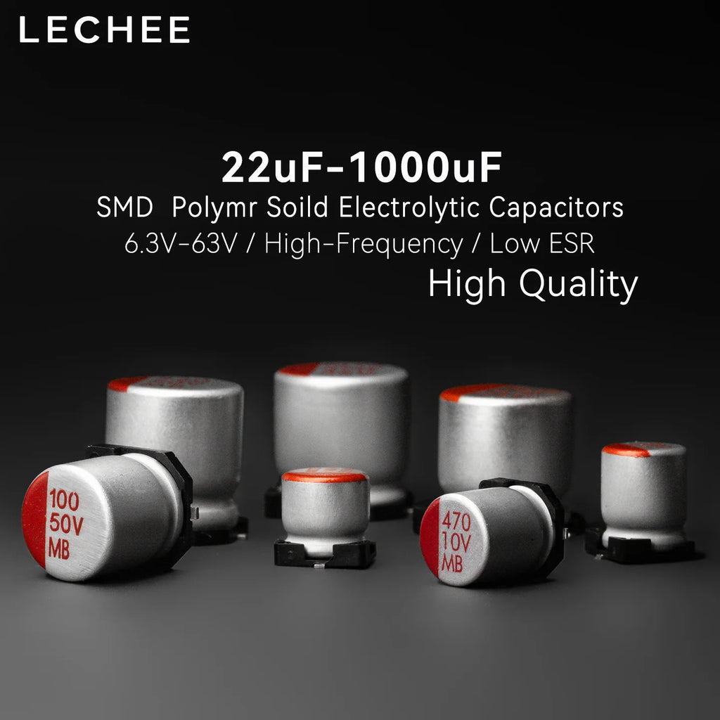 10pcs/lot 6.3V 10V 16V 25V 35V 50V 63V SMD Polymer Solid Capacitor  22uF 47uF 100uF 220uF 270uF 330uF 470uF 560uF 820uF 1000uF