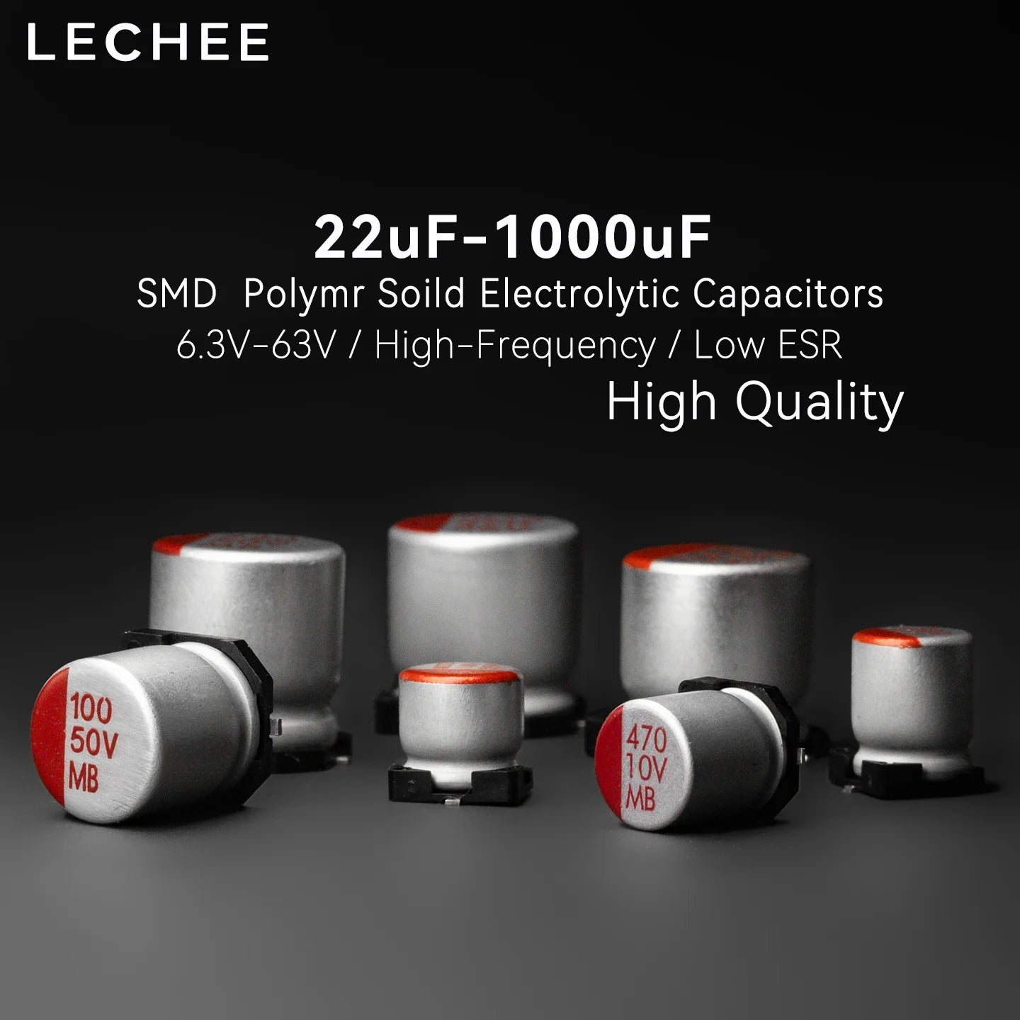 10pcs/lot 6.3V 10V 16V 25V 35V 50V 63V SMD Polymer Solid Capacitor  22uF 47uF 100uF 220uF 270uF 330uF 470uF 560uF 820uF 1000uF