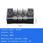 TB15A 25A 45A Copper Wiring Terminal Block 3/4/5/6/8/10/12 Position Electrical Connector Board Current Terminal Strip