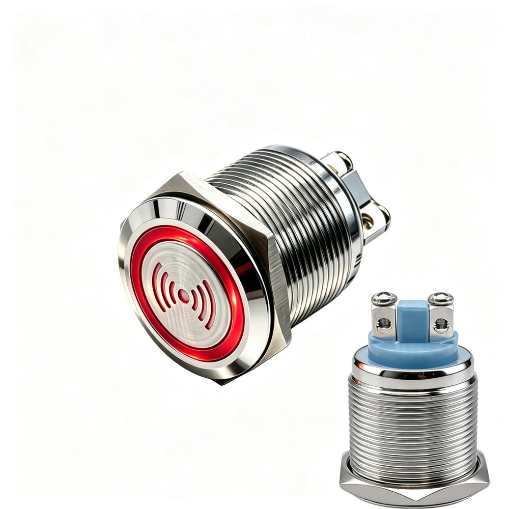 16mm 19mm 22mm Metal Buzzer Flashing Alarm Speaker LED Red Intermittent Signal Light Red High Decibel 12V 24V Screw Terminal