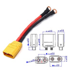 XT90 Plug to O Type Ring Terminal Cable 10AWG Male Female Connector Wire RC Model Lithium Battery Charging Lead 6mm 8mm Gold