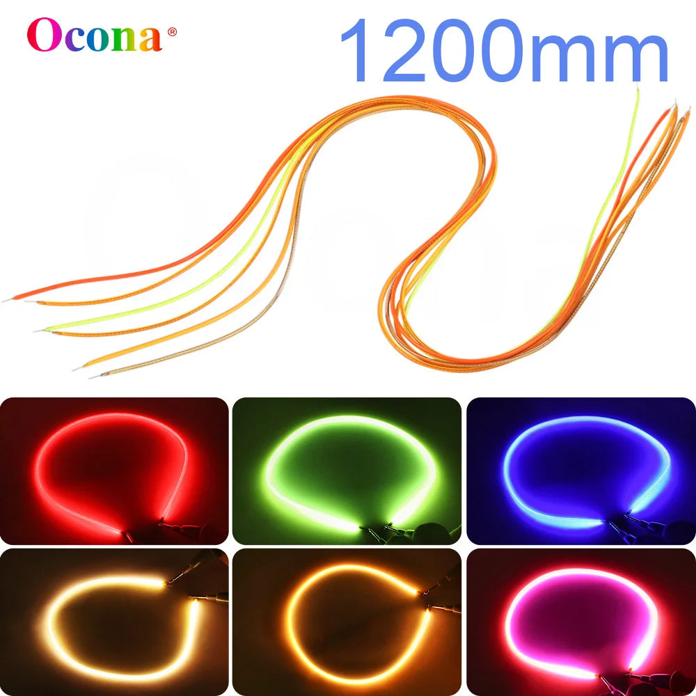 30mm~1200mm Long Flexible COB LED Filament for DIY Lamp Parts DC 3V/9V12V/24V Diode Pink Warm White Cool Red Blue Green Purple