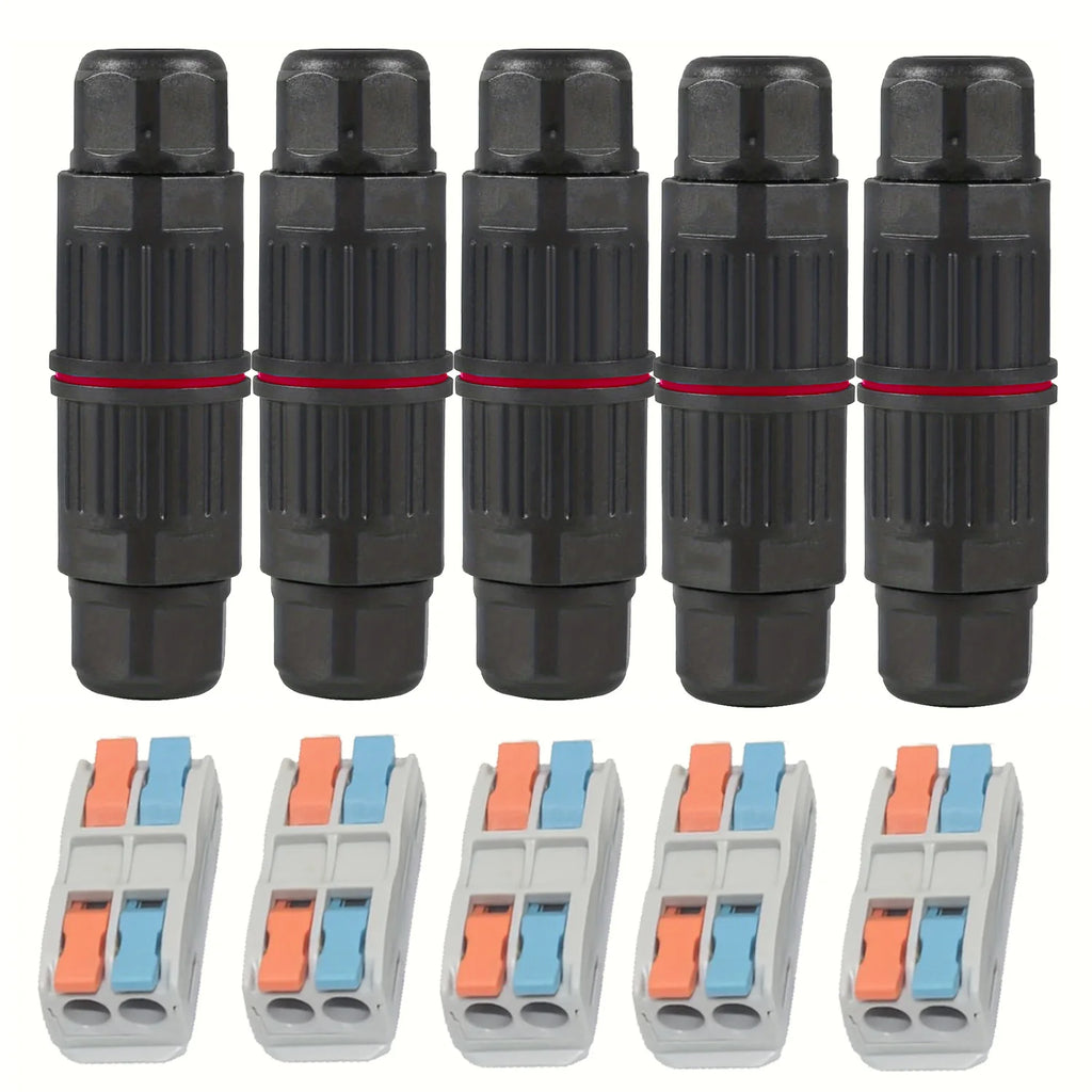 5Pcs Ip68 Waterproof Cable Connector Quick Connection 2 in 2 Out /3 in 3 Out Electrical Terminal Adapter Wire Connector