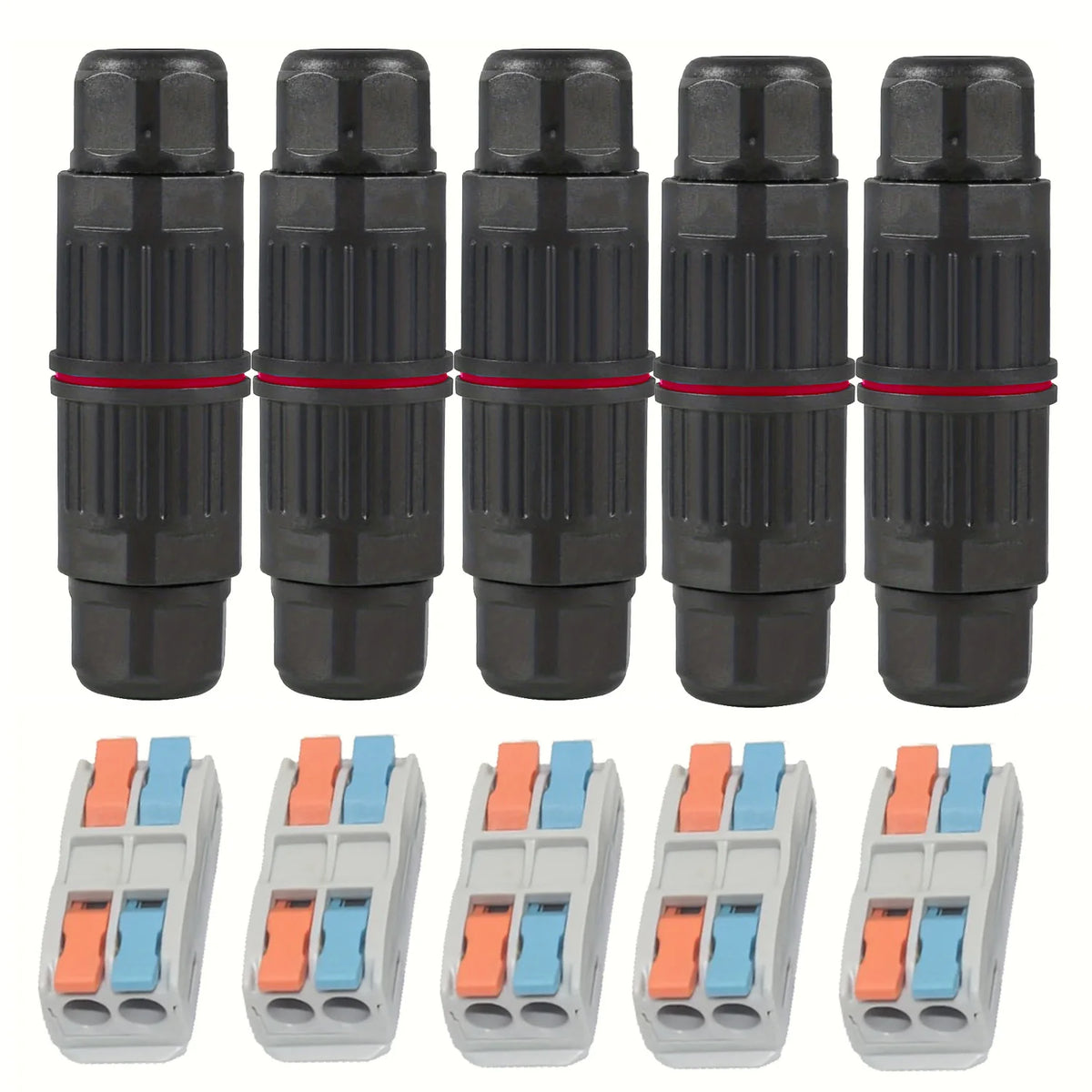 5Pcs Ip68 Waterproof Cable Connector Quick Connection 2 in 2 Out /3 in 3 Out Electrical Terminal Adapter Wire Connector