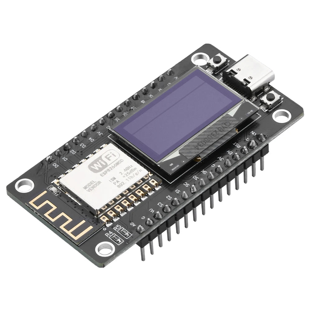 Esp-12F Nodecu Esp8266 WiFi development board module Ch340C, with 0.96 Oled screen, yellow blue display screen, DC3.3V-5V