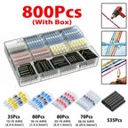 50-1000Pcs Heat Shrink Butt Crimp Terminals Waterproof Solder Seal Electrical Butt Connectors Wire Cable Splice Terminal Kit