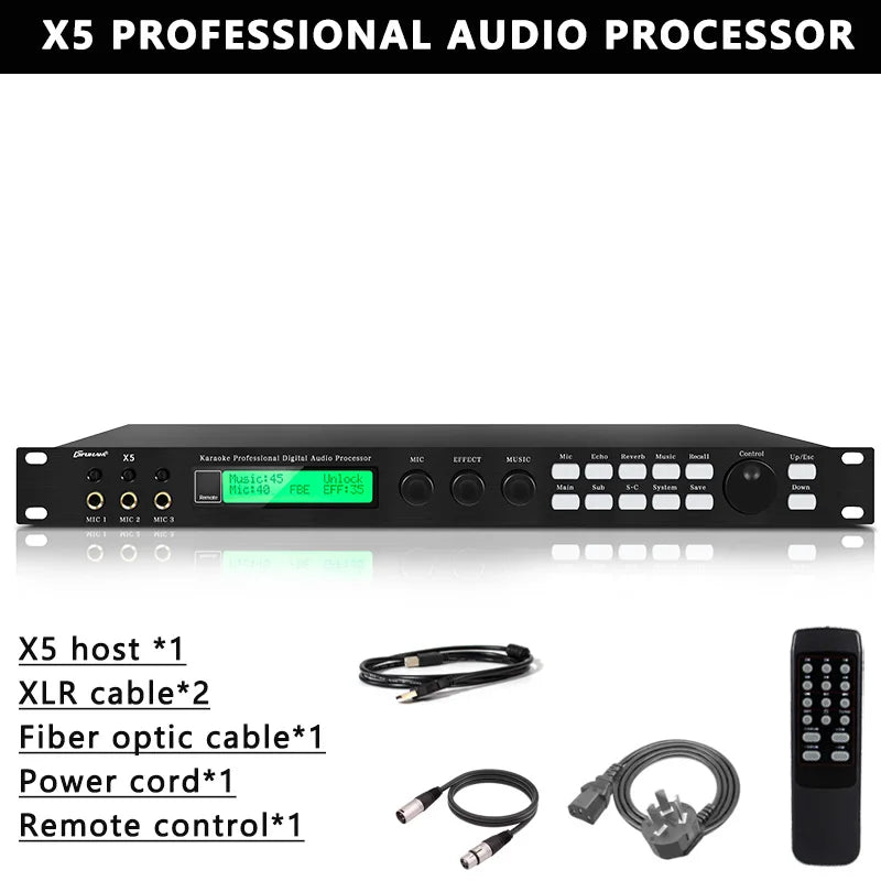 FUHAM Professional Digital X5 Preamp Effects Processor KTV Reverb Suppression Anti-Howl Bluetooth Audio Processor