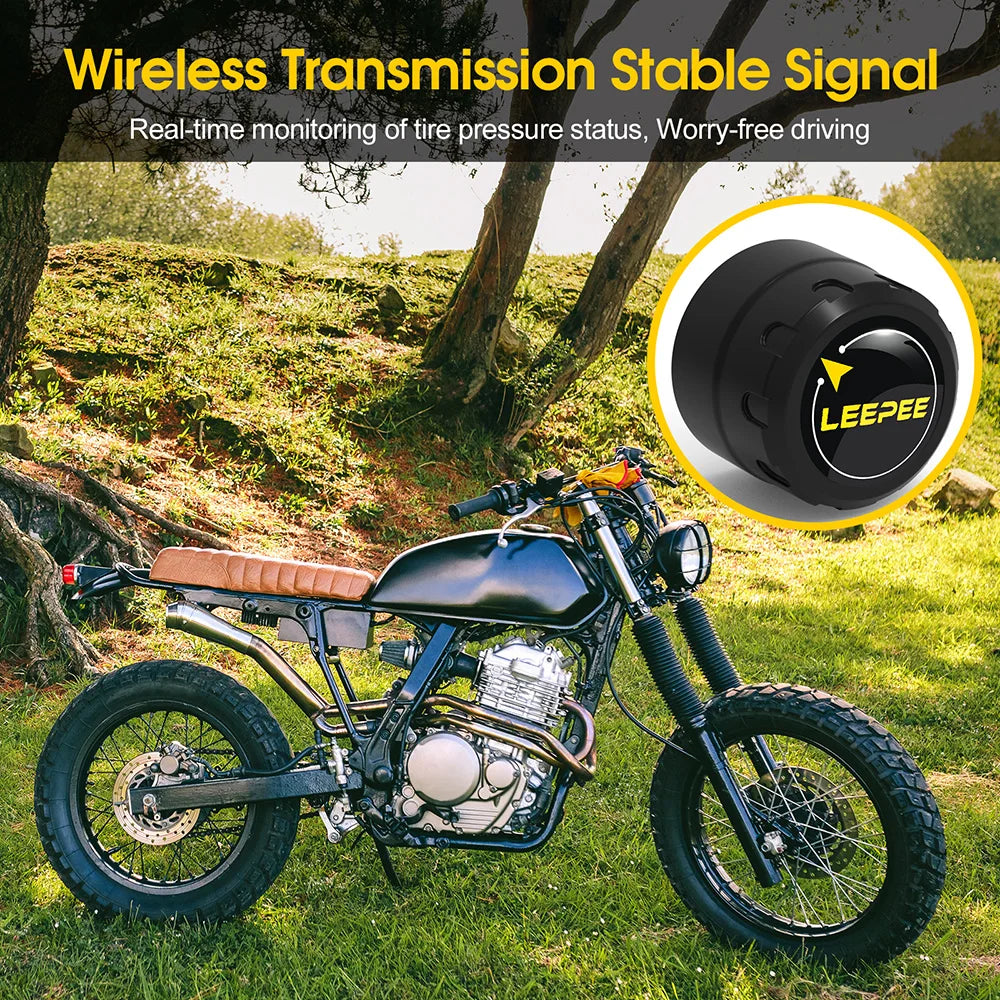Motorcycle TPMS 2 Sensors Bluetooth 4.0 5.0 Tire Pressure Monitoring System Pit Bike Tyre Tester Diagnostic Set Moto Accessories
