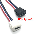 USB Connector Type-C Waterproof with PH 2.0 2Pin 4Pin 6Pin Locking Plate Female Waterproof High Current Fast Charging Jack Port