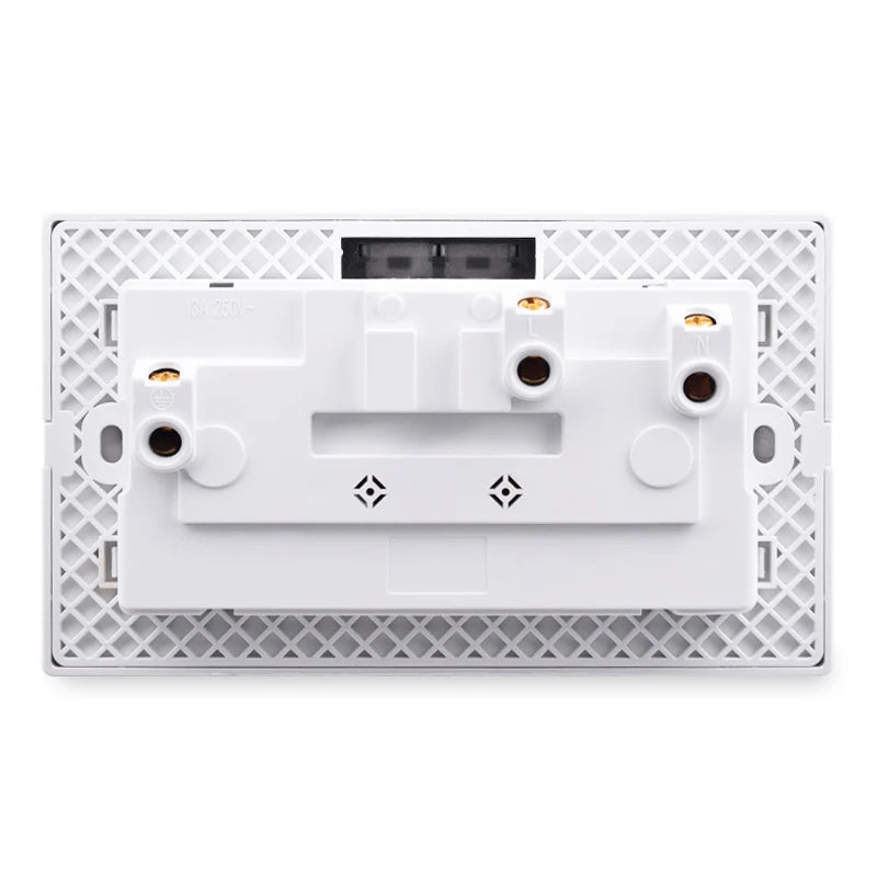 146 13a Reset Toggle Tempered Glass 2Gang UK Socket Switch Combination Panel Power Socket Office Hotel Home Villa Decoration