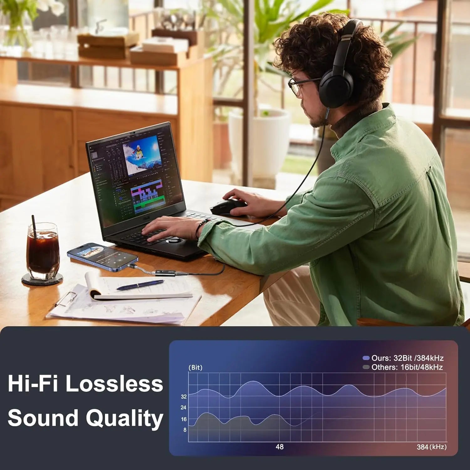 USB-C to 3.5mm Audio Adapter Headphone Amplifier DAC HiFi 32b/384kHz with CX31993 MAX97220 Dual Chip for Android iPhone iPad PC