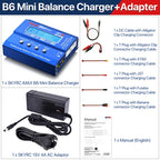 SKYRC Lipo Charger IMAX B6 EVO B6 V2 B6 Mini B6AC V2 Balance Battery Charger Discharger with Adapter Temperature Sensor 6A 1-6S