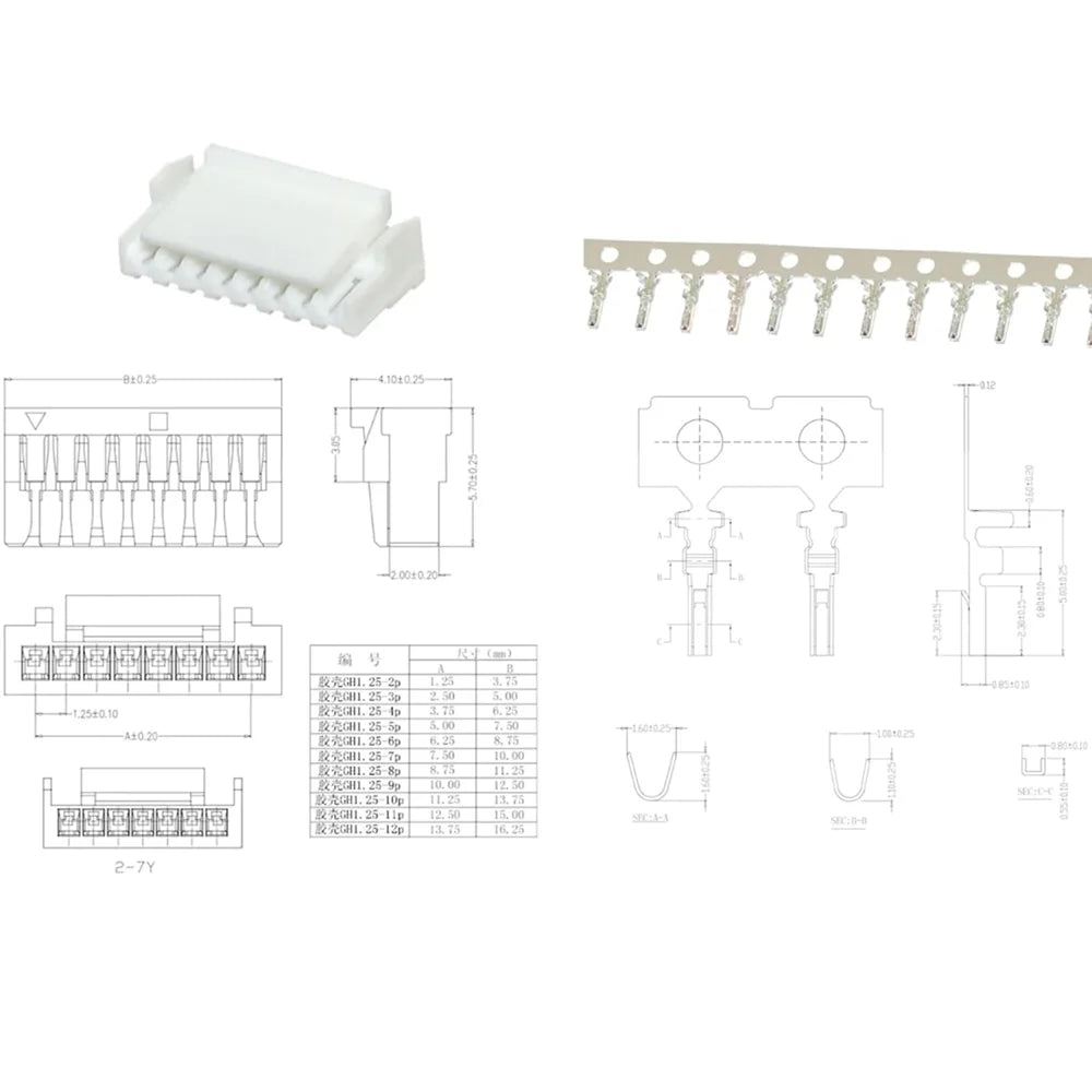 530PCS GH1.25 Housing Connectors and Crimp Terminal kit Connectors Plugs GH1.25mm Pitch for Flight Controller 3D Printer