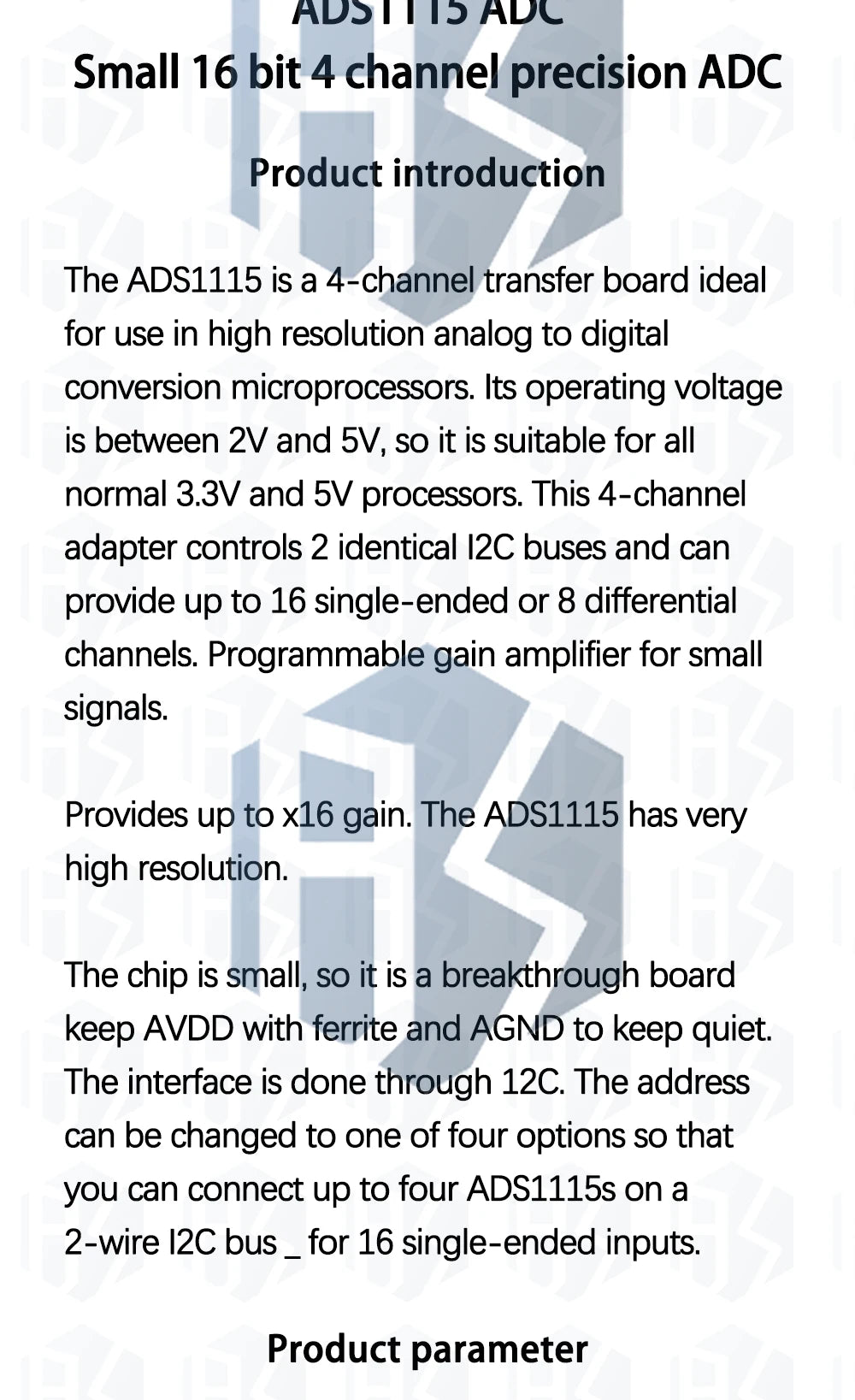 16-Bit ADC Module (ADS1115/ADS1015): I2C 4-Channel Programmable Gain Amplifier for Arduino & Raspberry Pi Compatible