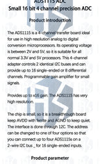 16-Bit ADC Module (ADS1115/ADS1015): I2C 4-Channel Programmable Gain Amplifier for Arduino & Raspberry Pi Compatible