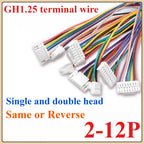 10Pcs/lot GH1.25 2P/3P/4P/6-pin JST GH Series 1.25mm Male Plug Connector 28AWG Wire Single/Double/Same/Reverse Connector 1.25MM