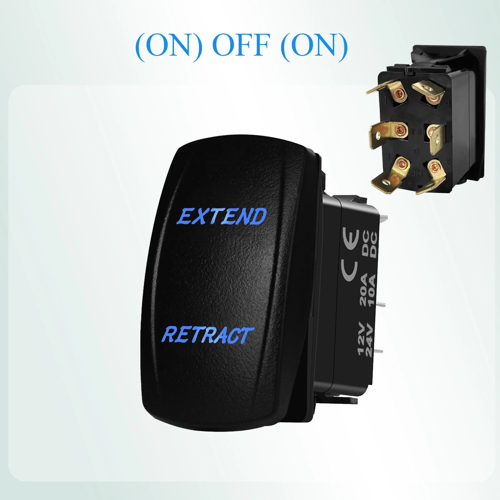 12V Reverse Polarity Rocker Switch DPDT ON-Off-ON 6 Pin Momentary/Latching for Winch Linear Actuator Car Window RV Jack Boat RV