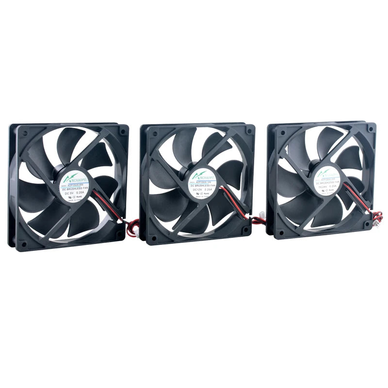 120mm Axial Flow Cooling Fan 2-Pin DC5V/12V/24V Compatible with ACP12025 Power Frequency Converter for Chassis